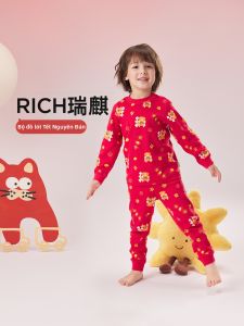 wellber | Bộ Quần Áo Lót Màu Đỏ Ấm Áp cho Năm Mới