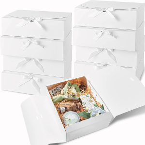 6PCS Large White Gift Box 27x20x8cm Luxury Wedding Christmas Gift Box for Groomsman Proposal Birthday Halloween Packaging