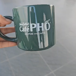 Set 03 Cốc sứ tráng men xanh cao cấp siêu đẹp Cafe Phố dung tích 520ml
