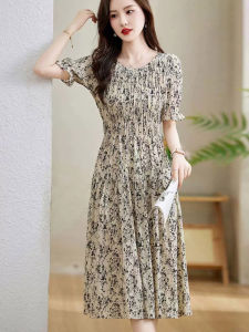 OUCAO | Retro Floral Premium Slimming Satin Dress