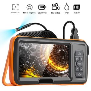 Màn Hình IPS 5  Máy Nội Soi USB Chống Nước Kiểm Tra Đường Ống Ô Tô Borescope Với Camera Lấy Nét Tự Động Ba Đèn LED Để Kiểm Tra Video