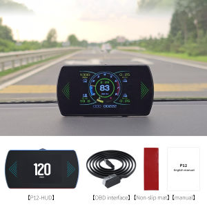 RYSJM | P12 Car OBD II Projection Head-Up Display GPS Smart Digital Meter RPM Speed Oil Temperature AFR Auto Fault Data Reader Electro