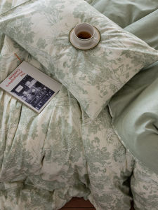 Retro Style Pure Cotton Bedding Set 1.8m Floral Print Bed Sheet Cover Duvet Cover Bed Canopy Style Four Piece Bedding Set