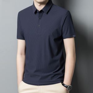 ROMON | Lormen Ice Silk Slim Fit Polo Shirt Mens Summer Casual Business Short Sleeve T-Shirt Fashionable Breathable Urban Style