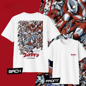 Bandai | Anime Ultraman Printed Cotton Y2K T-shirt Summer Mens and Womens Harajuku Clothing Fashion Casual Street T-shirt Fan Gifts