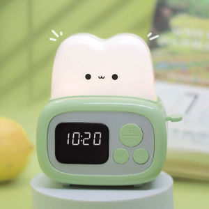 New Cute Bakery LED Night Light Alarm Clock Sleep Clock USB Rechargeable Night Light Bedside Table Alarm Clock in the Bedroom Childrens Alarm Clock Childrens Gift