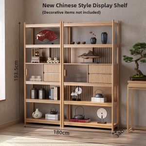 DONGMU | Dual Sided Solid Wood Entrance Storage Cabinet Natural Wood Style