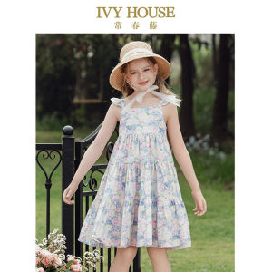 Ivy House Summer Floral Print Vacation Gown Childrens Clothing Cotton 100% Off-Shoulder Dress Kids Parent-Child Outfit