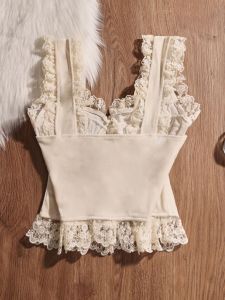 French Style Pure Desire Lace Velvet Strap Vest Womens Outerwear New 2025 Sweet Spicy Beautiful Inner Match Small Fragrance Style Top