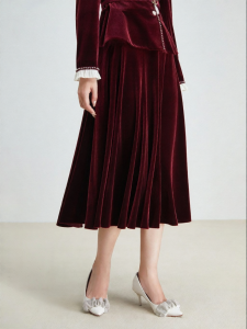 Koradior | Velvet Slim Fit A-Line Half Skirt