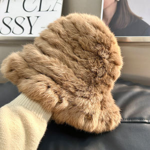 Rabbit Fur Hat Childrens Autumn and Winter Thickened Warm Wool Hat Face-Looking Small Fur Fur Hat Ear Protection Plush Fisherman Hat