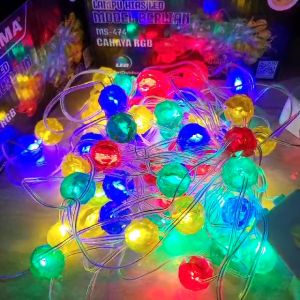 (COD) TERBARU Lampu Natal MITSUYAMA MS-474 LED Berlian / Lampu Hias Berlian DIAMOND KRISTAL BOLA 60 LED 9 METER RGB MURAH BERKUALITAS