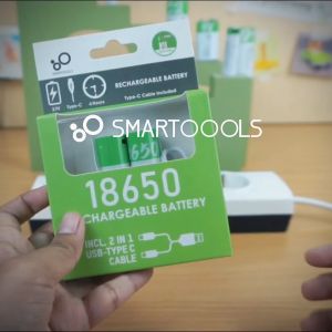 Baterai Cas Isi Ulang 2pcs Smartoools Powerbatt 18650 3.7V Type-C USB Rechargeable Lithium Battery Charge