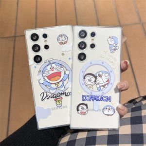 Crashstar MagSafe Ốp điện thoại cho Samsung chống sốc mềm trong suốt hoạt hình dễ thương Galaxy Note 20 Ultra S25 S24 S23 S22 Ultra S21 Plus + S20 FE Note 10 Pro A55 A35 A15 a05s Vỏ ốp điện thoại sạc không dây có bảo vệ máy ảnh