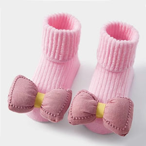 Baby Cute Cartoon Pink Bow Pattern Socks Baby Non-Slip Soft Cotton Socks Ankle Socks 0-12 Month Newborn Toddler Boys/Girls 1Pair