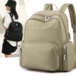 Womens Oxford Cloth Backpack Large Capacity Waterproof Hiking Travel Student Bookbag Simple Design 2025 New Korean Version