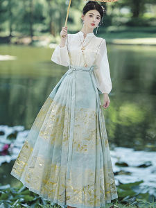 Elegant Long Sleeve Button up Shirt Chinese Style Embroidery Hanfu Matched Top for Autumn New Arrival Womens Fashion Clothing