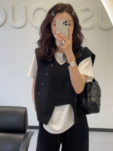 Double-breasted Short Vest For Small Stature