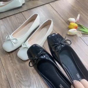 Giày búp bê nữ da mềm phối nơ cute lên chân êm mềm