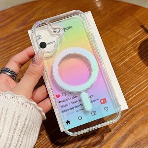Luxury Gradientเลเซอร์Clearแม่เหล็กสําหรับiPhone 16 Pro 15 17 11 12 13 Mini 14 XR XSสูงสุด 7 8 Plus SEสําหรับMagsafeปกแข็ง