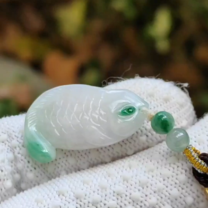 Water Element Jade Fish Pendant | Natural Jadeite | Harmony & Wealth (Sku: pendant422)