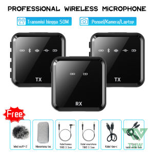 TNW N8/N9 Wireless Microphone Wireless Dua mikrofon Clip on Mic untuk HP Camera Zoom Mic Youtube Vlog Live Lavalier