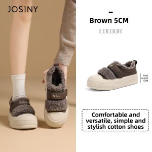 Josiny | Warm Insulated Comfortable Magic Tape Furry Platform Shoes