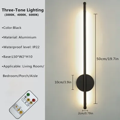 Magnetic Rechargeable 50 Wall Lamp Black Gold For Living Room Bedroom Hallway Study Stairwell Cloakroom LED Lighting Wiring Free