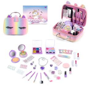 Non-toxic Water Washable Makeup Set for Girls Pretend Play Cosmetic Bag Toy Gift Nail Polish Simulation Childrens Play Toys