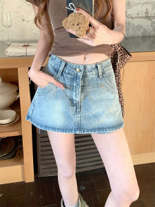 Váy Ngắn Denim Chữ a Cạp Cao Cho Nữ Mùa Hè Mới Về Váy Ngắn Chữ a Cho Học Sinh Trung Học Cơ Sở Váy Ngắn Bó Sát