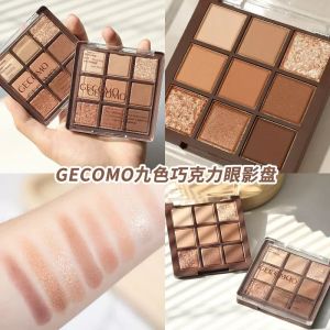 Gecomor Nine-Color Chocolate Eyeshadow Palette Matte Earth Tone Highlight Pearl Newbie Friendly Eyebrow Enhancing Makeup Tool