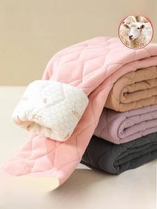 MiiOW | Thickened Fleece Childrens School Uniform Pants High Waist Warm Winter Sport Style Girls Inner Wear Layered Woolen Trousers