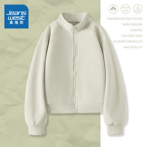 Áo Khoác Nỉ Màu Đen NOB Jeanswest Dành Cho Nữ Áo Khoác Ngoài Mùa Thu Đông Áo Khoác Ngoài Dày Cổ Đứng Khóa Kéo Tay Dài Không Có Mũ