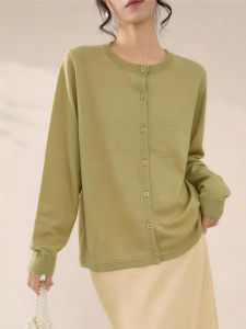 QINGNAER | Slimming Green Elegant Minimalist Knit Cardigan