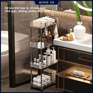 Giá Để Đồ Di Động Bằng Acrylic Có Bánh Xe Ngăn Hẹp Nhiều Tầng Dùng Cho Phòng Tắm Và Sắp Xếp Đồ Đạc Trong Nhà