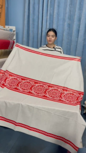 Tablecloth Rectangle Table Vinyl Table Cloth Cover Washable Vintage Flowers with Tassels Table Cover for Dining Camping Indoor and Outdoor Red
