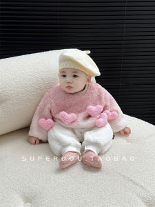 Korean Style Baby Winter Outfit Fleece Lined Thickened Romper Suit for Three to Six Months Old Babies Boy Girl Universal Clothes