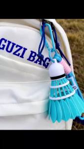 Cute Rainbow Badminton Shuttlecock Keychain Colorful Braided Rope Plastic Bag Charm Stress Relief Present For Women Sports Team