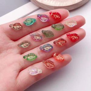 20/50 Chiếc Lá Nguyệt Quế Mini Viền Vàng Hạt Thủy Tinh Phong Cách Séc 7x12mm Hạt Rời Để Làm Vòng Tay Và Dây Chuyền Thủ Công DIY