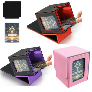 100+ Load Trading Card Deck Box for MTG Commander Display with 2 Dividers Game Sports Card Storage Box PU Magnet Deck Case