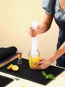 Rubber Bar Mat Thickened Durable and Stylish Black Bar Spill Mat PVC Super Absorbent Drainer Mats Rectangular Coasters Non Slip Non-Toxic Service Mat for Coffee Bars Restaurants Counter Top