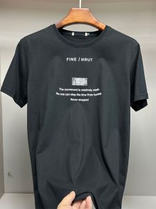 Withdraw Label-Cut Mens Wear & Black round Neck Print Short Sleeve T-Shirt Summer Fashion Minimalist Black Pure Cotton Half Sleeve Shirt T-Shirt