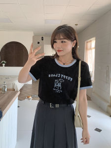 Sweet Style plus Size Womens T-Shirt Short Sleeve Printed Color Block Top Breathable Cotton Blend Spring Summer Fashionable