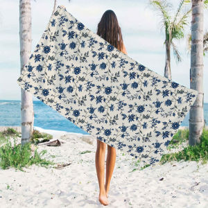 Blue Toile Quick Drying Microfiber Beach Towel Lightweight for Swimming Camping Yoga - Bath Towel