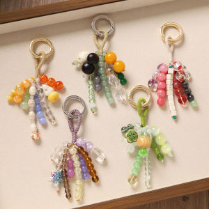 Handwoven Crystal Keychain Bag Pendant New Chinese Style Full Wish Seed Bodhi Bead Keychain Artistic Bag Decoration Accessories