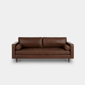 Cozylant Castle Full Leather Sofa /1 Seater / 2 Seater / 3 Seater Sofa for Living Room / Brown Black / Minimalist Nordic / Mid-Century Modern Sofa
