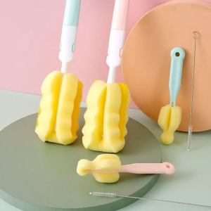 Baby Bottle Brush Infant Nipple 360-degree Rotating Clean Sponge Bottle Clean Tool