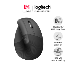 Chuột công thái học không dây Logitech Lift Vertical - Bluetooth|USB Logi Bolt Silent giảm ồn 4 nút tùy chỉnh tương thích với Windows/macOS/iPadOS Laptop PC