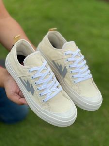 Sepatu Sneakers Pria Wanita Aekoshoes Two Years Cream Lis Grey Produk Lokal Indonesia