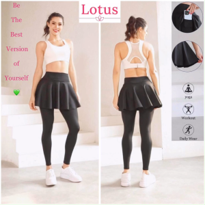 Lotus] Quần Váy Skort Tập Yoga Gym Tennis Cầu Lông Pickleball Golf/ Váy Liền Quần Dài Tập Thể Thao Nữ/ Leggings Dáng Ôm Body